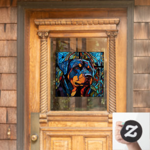 Rottweiler Dog Pet Faux Stained Glass Window Cling