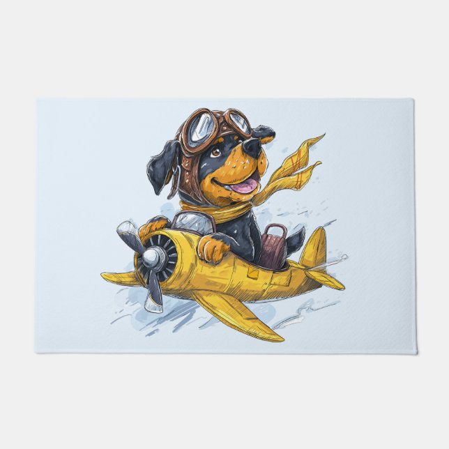 Rottweiler Dog Pilot Airplane Doormat (Front)