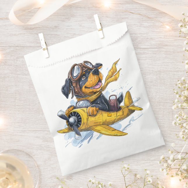 Rottweiler Dog Pilot Airplane Favour Bag (Clipped)