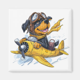 Rottweiler Dog Pilot Airplane Magnet