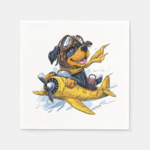 Rottweiler Dog Pilot Airplane Napkin