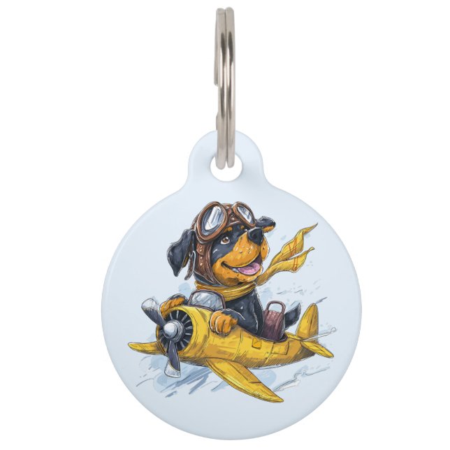 Rottweiler Dog Pilot Airplane Pet Tag (Front)