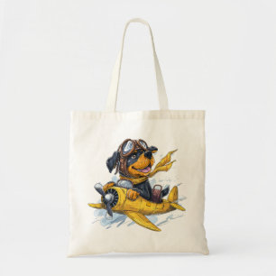 Rottweiler Dog Pilot Airplane Tote Bag