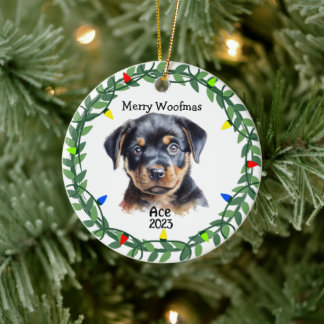Rottweiler Dog/Puppy Monogram Christmas  Ceramic Ornament
