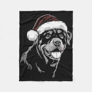 Rottweiler Dog Santa Hat Christmas Xmas Pajama  Fleece Blanket