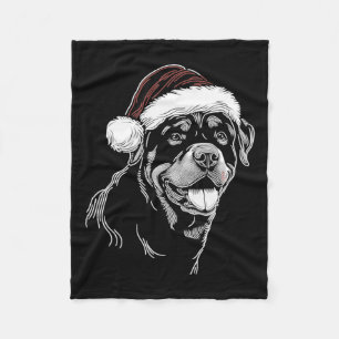 Rottweiler Dog Santa Hat Christmas Xmas Pajama  Fleece Blanket