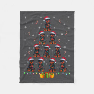 Rottweiler Dog Santa Hat Xmas Light Men Women Chri Fleece Blanket