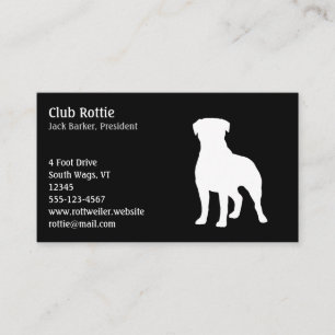 Rottweiler Dog Silhouette   Black and White   Dog Business Card