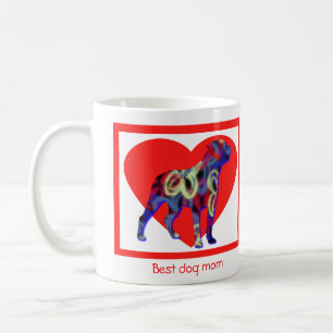 Rottweiler Dog Silhouette Valentines Day Red Heart Coffee Mug