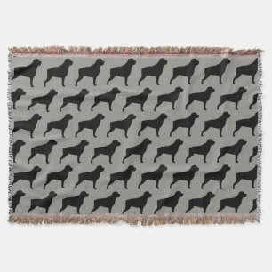 Rottweiler Dog Silhouettes Pattern Grey and Black Throw Blanket