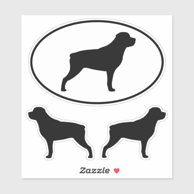 Rottweiler Dog Silhouettes Vinyl Sticker Set (Sheet)