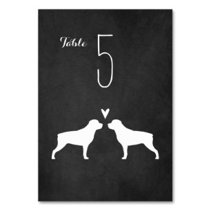 Rottweiler Dog Silhouettes Wedding Reception Table Number
