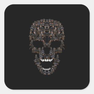 rottweiler dog skull halloween costume dog lovers square sticker