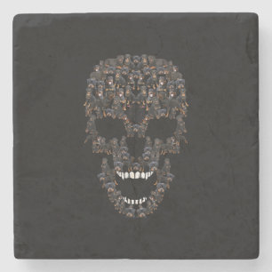 rottweiler dog skull halloween costume dog lovers stone coaster