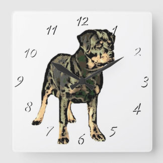 Rottweiler dog square clock