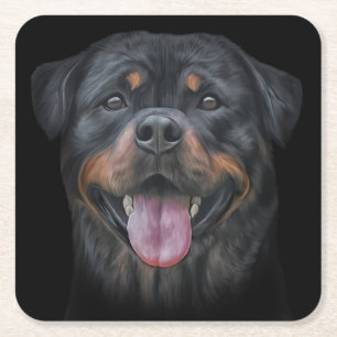 Rottweiler dog square paper coaster