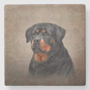 Rottweiler dog stone coaster