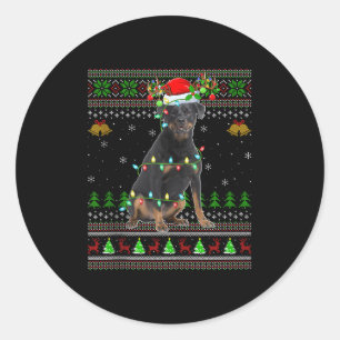 Rottweiler Dog Ugly Christmas Sweaters Holiday San Classic Round Sticker