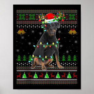 Rottweiler Dog Ugly Christmas Sweaters Holiday San Poster