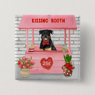 Rottweiler Dog Valentine's Day Kissing Booth 2 Inch Square Button