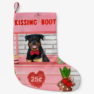 Rottweiler Dog Valentine's Day Kissing Booth Small Christmas Stocking