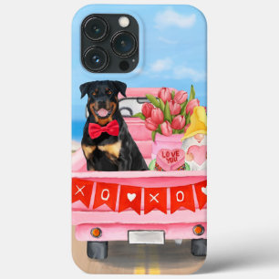 Rottweiler Dog Valentine's Day Truck Hearts iPhone 13 Pro Max Case