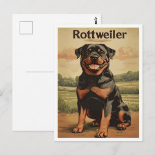 Rottweiler Dog Vintage Art Postcard