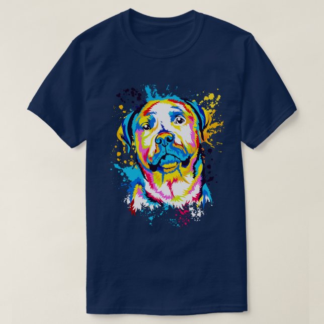 Rottweiler Dog Water Colour Art Design T-Shirt (Design Front)