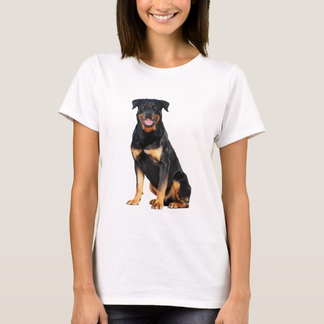 Rottweiler Dog Watercolor Art Painting T-Shirt (Front)