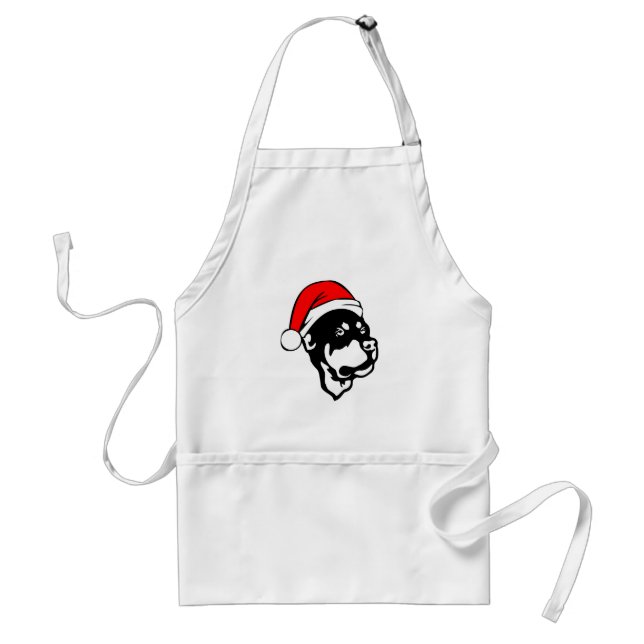 Rottweiler Dog wearing Red Christmas Santa Hat Standard Apron (Front)