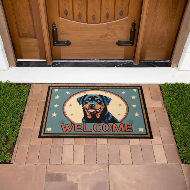 Rottweiler Dog Welcome Colourful Border Doormat (Outdoor)