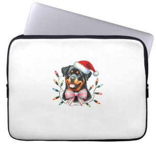 Rottweiler Dog With Coquette Bow Christmas Matchin Laptop Sleeve