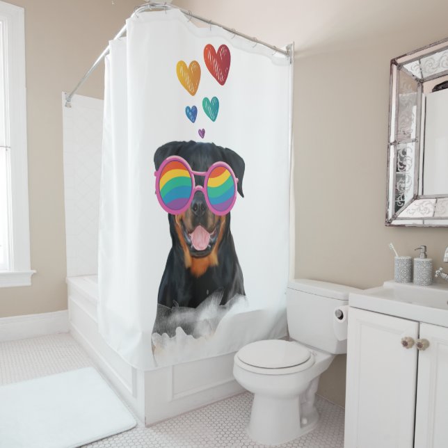Rottweiler Dog with Hearts Valentine's Day  (In Situ)