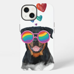 Rottweiler Dog with Hearts Valentine's Day iPhone 13 Case