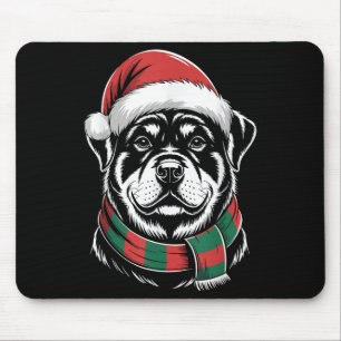 Rottweiler Dog Xmas Santa Hat Scarf Christmas Cost Mouse Pad