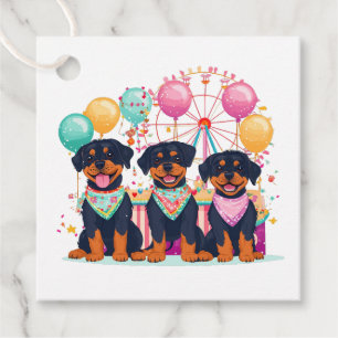 Rottweiler Dogs At A Carnival Favour Tags