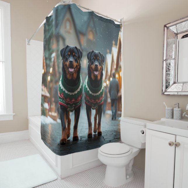 Rottweiler Dogs Christmas Snow Holiday (In Situ)