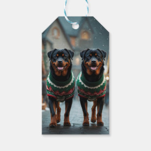 Rottweiler Dogs Christmas Snow Holiday Gift Tags