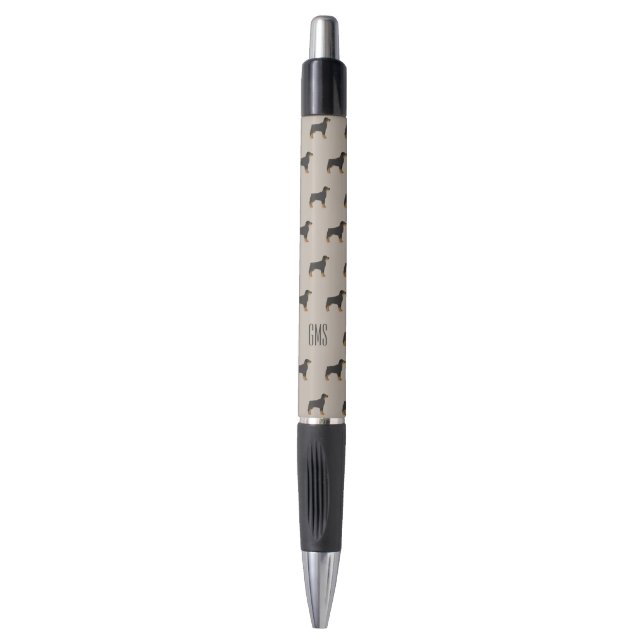 Rottweiler Dogs Pattern Monogrammed Pen (Front Vertical)
