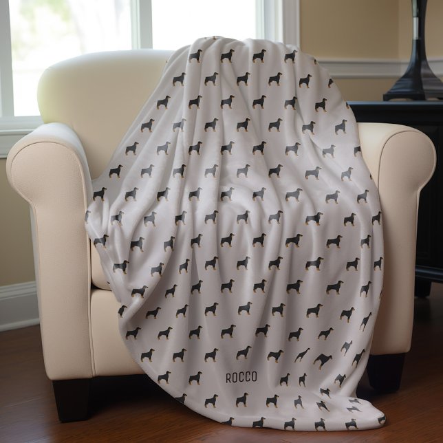 Rottweiler Dogs Pattern Personalized Fleece Blanket (Creator Uploaded)