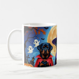 Rottweiler Dogs Pumpkin Halloween Funny Coffee Mug