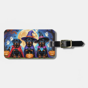 Rottweiler Dogs Pumpkin Halloween Funny  Luggage Tag