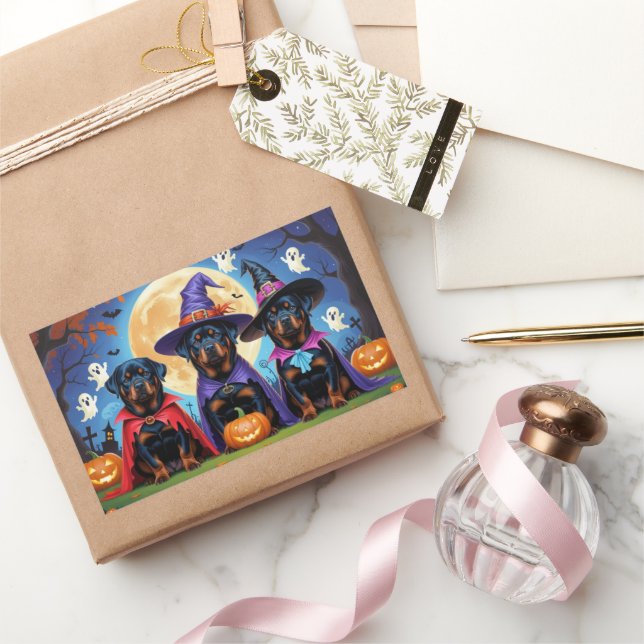 Rottweiler Dogs Pumpkin Halloween Funny  Sticker (Gifting)