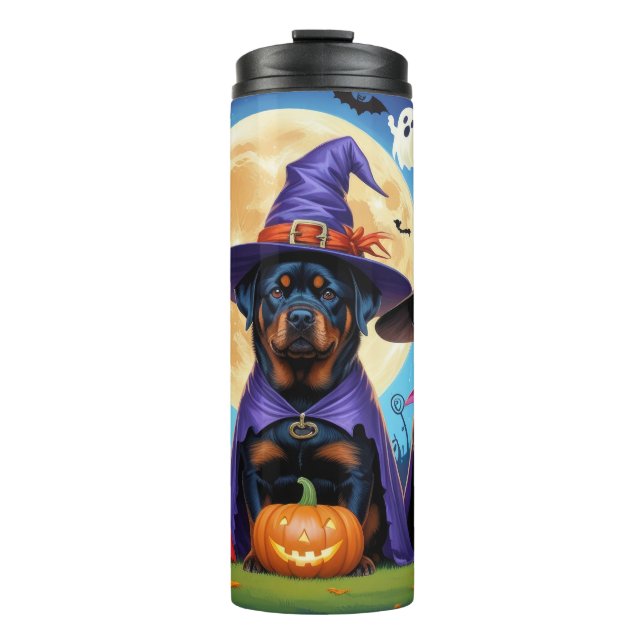 Rottweiler Dogs Pumpkin Halloween Funny  Thermal Tumbler (Front)