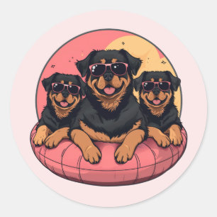 Rottweiler Dogs Summer Pool Floaties Classic Round Sticker
