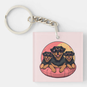 Rottweiler Dogs Summer Pool Floaties Keychain