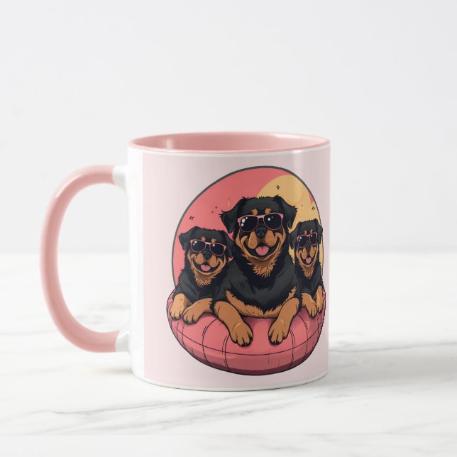 Rottweiler Dogs Summer Pool Floaties Mug (Left)