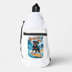 Rottweiler Dogs Surfing Adventure Sling Bag