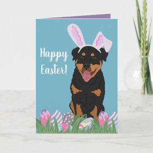 Rottweiler Easter Bunny Card