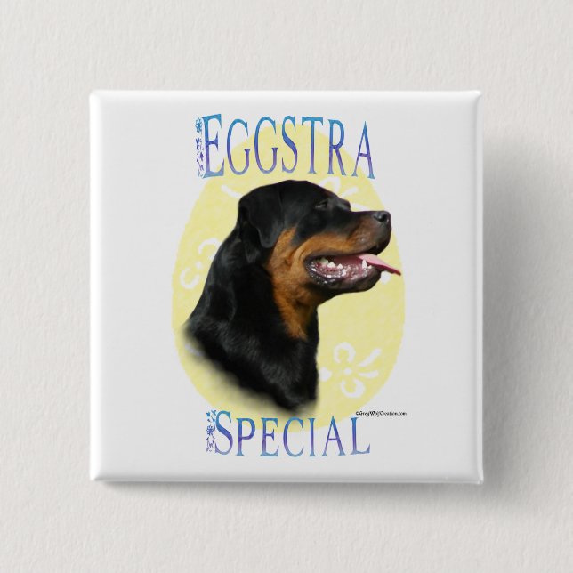 Rottweiler Eggstra Special 2 Inch Square Button (Front)